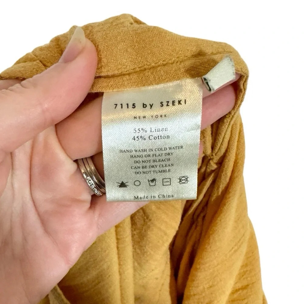 7115 BY SZEKI Wide Legged Linen Cotton Jumpsuit in Golden Yellow - Picture 12 of 13